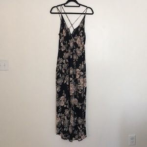 Black Floral Midi Dress